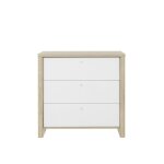 Commode 3 tiroirs h80 cm - effet blanc et bois