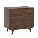 Commode 3 tiroirs - l90 cm - effet bois fonc�