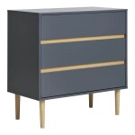 Commode 3 tiroirs en mdf gris fonc et bois naturel