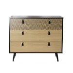 Commode 3 tiroirs motifs chevron - marron