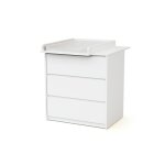 Commode 3 tiroirs avec plan  langer en bois 50 cm - blanc