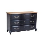 Commode 3 tiroirs plateau en chne noire