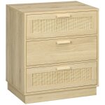 Commode 3 tiroirs style bohème rotin bois naturel Commode 3 tiroirs style bohème rotin bois naturel