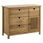 Commode 4 tiroirs 1 porte bois cir