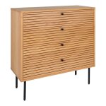 Commode 4 tiroirs effet tasseaux teint chne clair
