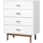 Commode  4 tiroirs en mlamin chne blanc