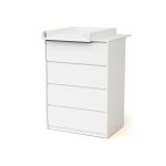 Commode 4 tiroirs avec plan  langer en bois 50 cm - blanc