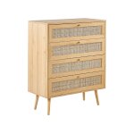Commode  4 tiroirs rotin marron clair