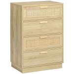 Commode 4 tiroirs style boh�me rotin bois naturel
