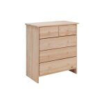 Commode 5 tiroirs en bois massif brut et poignées bois Commode 5 tiroirs en bois massif brut et poignées bois