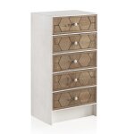 Commode 5 tiroirs en frêne blanc patiné Commode 5 tiroirs en frêne blanc patiné