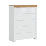 Commode 6 tiroirs blanche et naturelle Commode 6 tiroirs blanche et naturelle