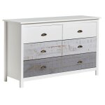 Commode 6 tiroirs bois aspect vieilli