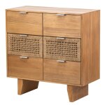 Commode 6 tiroirs en bois et corde naturelle