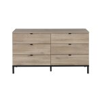 Commode 6 tiroirs effet bois ch�ne kr�nberg clair et noir