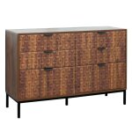 Commode  6 tiroirs en mdf dcor mlamin bois fonc