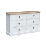 Commode 6 tiroirs plateau chêne blanche Commode 6 tiroirs plateau chêne blanche