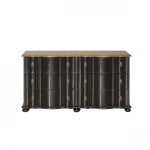 Commode 6 tiroirs plateau en chêne grise Commode 6 tiroirs plateau en chêne grise