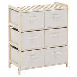 Commode 6 tiroirs polyester beige dim. 59l x 28l x 70h cm bois sapin