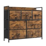 Commode 7 tiroirs cadre en métal style industriel marron rustique Commode 7 tiroirs cadre en métal style industriel marron rustique