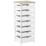 Commode  7 tiroirs meuble de rangement cadre en acier blanc