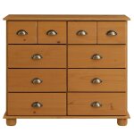 Commode 8 tiroirs en bois massif, brun Commode 8 tiroirs en bois massif, brun