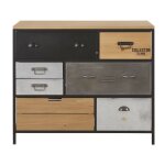 Commode 8 tiroirs en métal et sapin Commode 8 tiroirs en métal et sapin