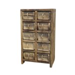 Commode ancienne 10 tiroirs en bois recycl� 40 x 33 x 70 cm