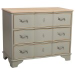 Commode ancienne en bois laqu vert, 3 tiroirs 100x50x80