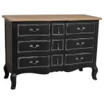 Commode en bois laqué noir vieilli avec 9 tiroirs 120x51x84h cm Commode en bois laqué noir vieilli avec 9 tiroirs 120x51x84h cm