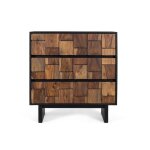 Commode en bois de manguier massif et structure en mtal