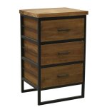 Commode en bois recyclé et métal loft 3 tiroirs Commode en bois recyclé et métal loft 3 tiroirs