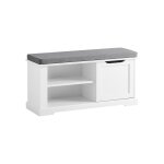 Commode à chaussure avec 1 porte et 2 étagères effet bois blanc Commode à chaussure avec 1 porte et 2 étagères effet bois blanc