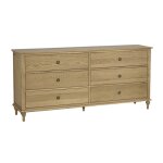 Commode en chne 6 tiroirs teinte claire