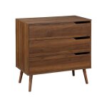 Commode dcor bois de noyer, 3 tiroirs