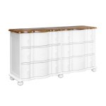 Commode double plateau chne 6 tiroirs blanc