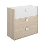 Commode effet bois beige, blanc 80x43 cm Commode effet bois beige, blanc 80x43 cm