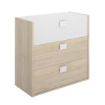 Commode effet bois beige, blanc 80x43 cm Commode effet bois beige, blanc 80x43 cm
