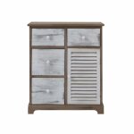 Commode effet vieilli avec 4 tiroirs et 1 porte en bois brun et gris Commode effet vieilli avec 4 tiroirs et 1 porte en bois brun et gris