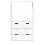 Commode enfant montessori 3 tiroirs 1 tringle en bois massif, blanc