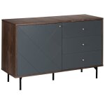 Commode grise et effet bois fonc