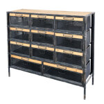 Commode industrielle en bois marron et fer noir 107 x 34 x 86. 5 cm