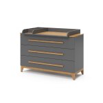 Commode � langer 133x98cm xl avec 3 tiroirs, gris