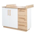 Commode à langer 2 portes 3 tiroirs blanc et chêne artisan Commode à langer 2 portes 3 tiroirs blanc et chêne artisan