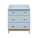 Commode � langer avec 3 tiroirs bleu ciel et marron