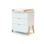 Commode � langer 3 tiroirs en bois blanc et h�tre