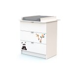 Commode à langer 3 tiroirs en bois panda blanc alba Commode à langer 3 tiroirs en bois panda blanc alba