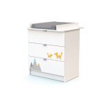 Commode à langer 3 tiroirs en bois renard blanc alba Commode à langer 3 tiroirs en bois renard blanc alba