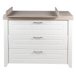 Commode  langer rustique 3 tiroirs blanc et effet bois