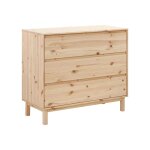Commode en pin massif 3 tiroirs bois clair Commode en pin massif 3 tiroirs bois clair